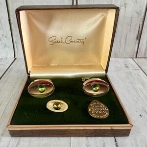 Vintage Sarah Coventry Gold Tone Swarovski Crystal Cufflinks and Tie Tack Set